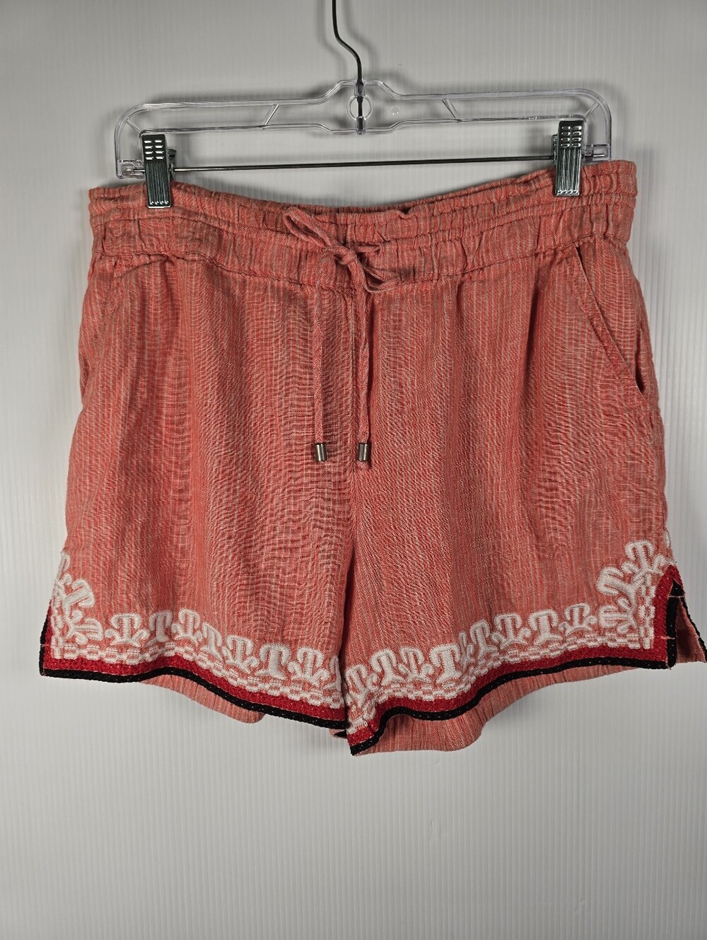 Anthropologie Women's Beachcomber Linen Coral Boho Embroidered Shorts Size Small - Picture 2 of 14